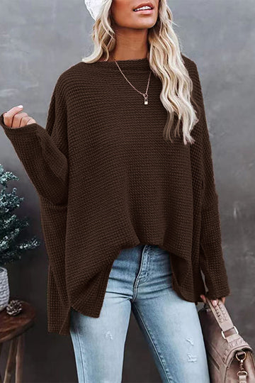 Juliette - casual off-shoulder waffle knitted oversized top