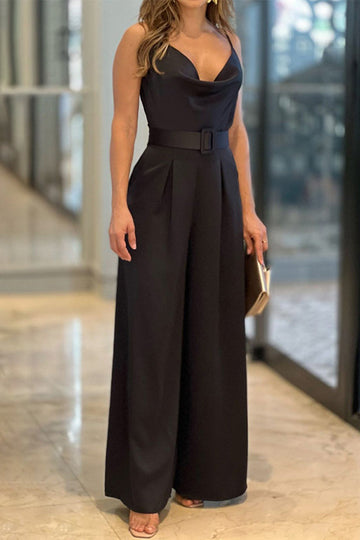 Krista- v-neck with belt loose jumpsuits