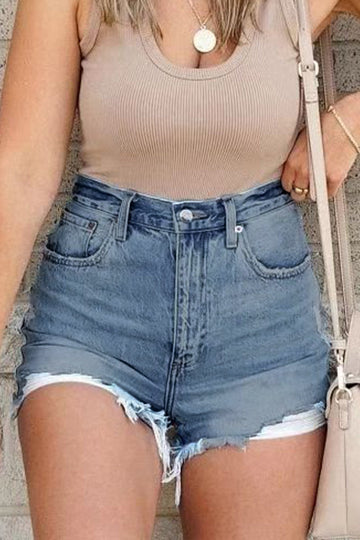 Margot - casual ripped high waist denim shorts