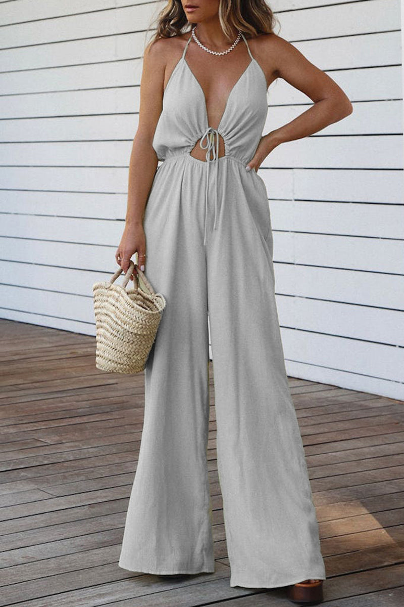 Noelle - backless v neck regular jumpsuit