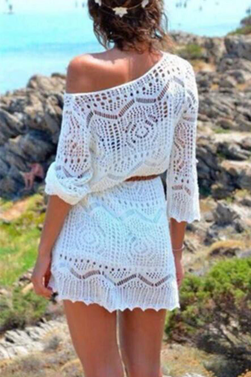 Lucia - white long sleeve swimwear cover up