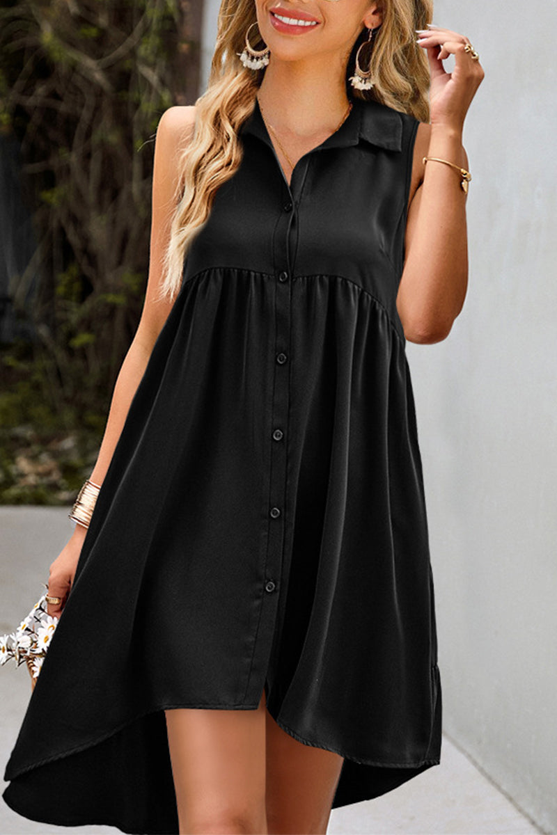 Isabella - sleeveless asymmetrical high waist loose midi dress