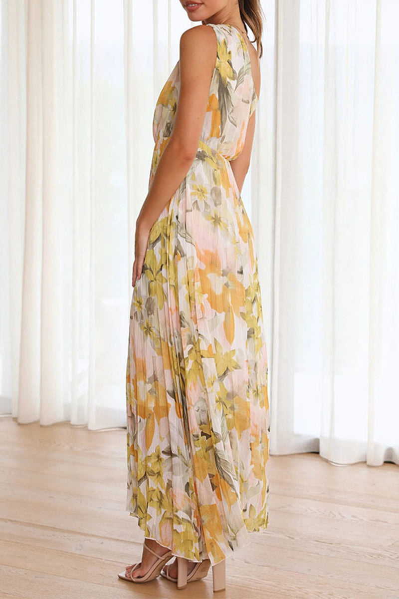 Aeryn - floral oblique collar printed maxi dress