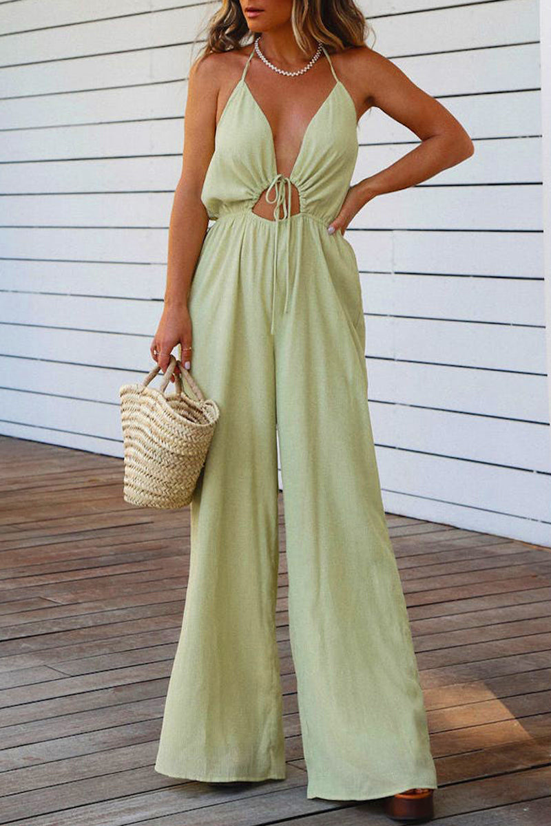 Nisha - casual backless v-neck jumpsuits