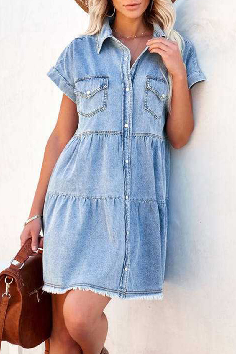 Maya - street short sleeve loose denim dress