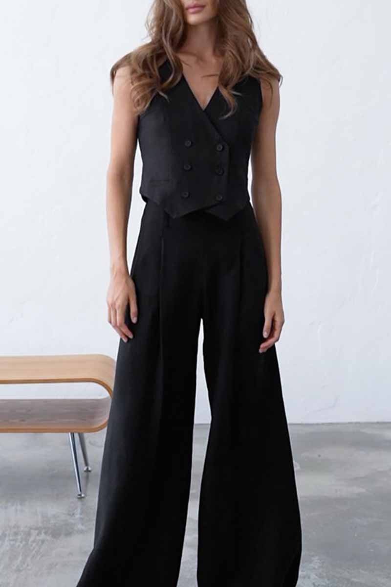 Kaia - black vest and trousers set