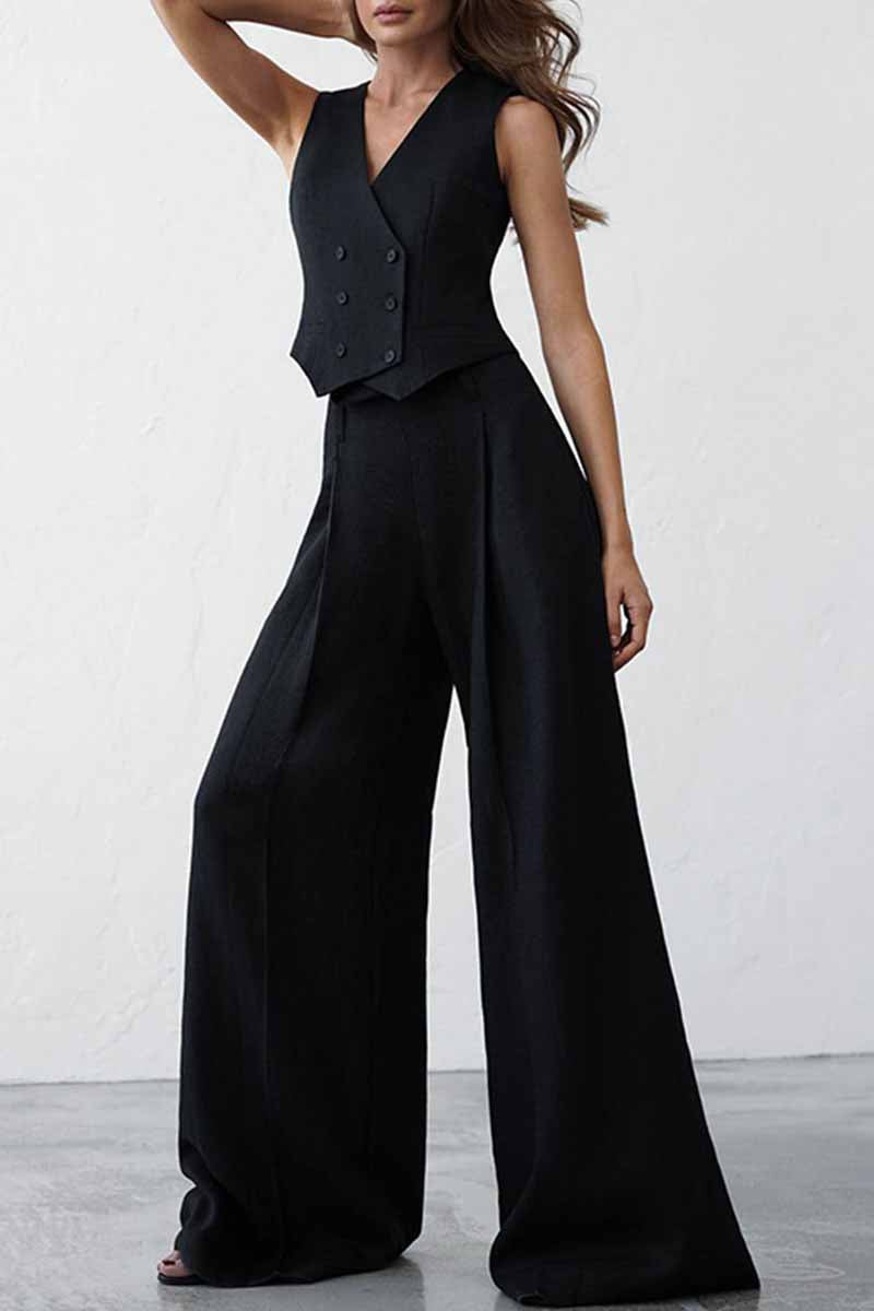 Kaia - black vest and trousers set
