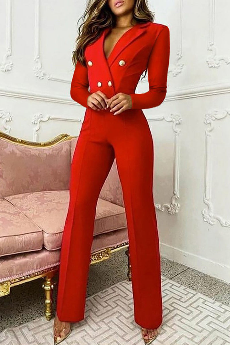 Bianca - elegant turn-back collar jumpsuit