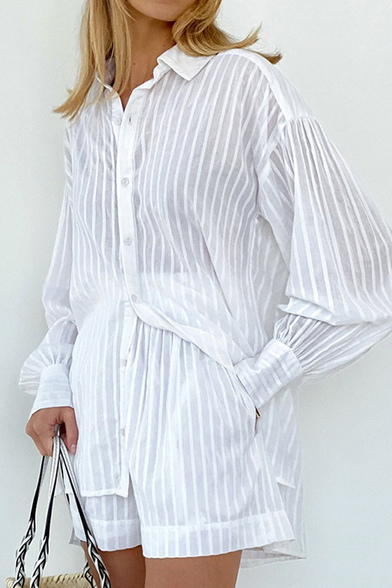 Amelia - spring summer striped shorts and loose  blouse set