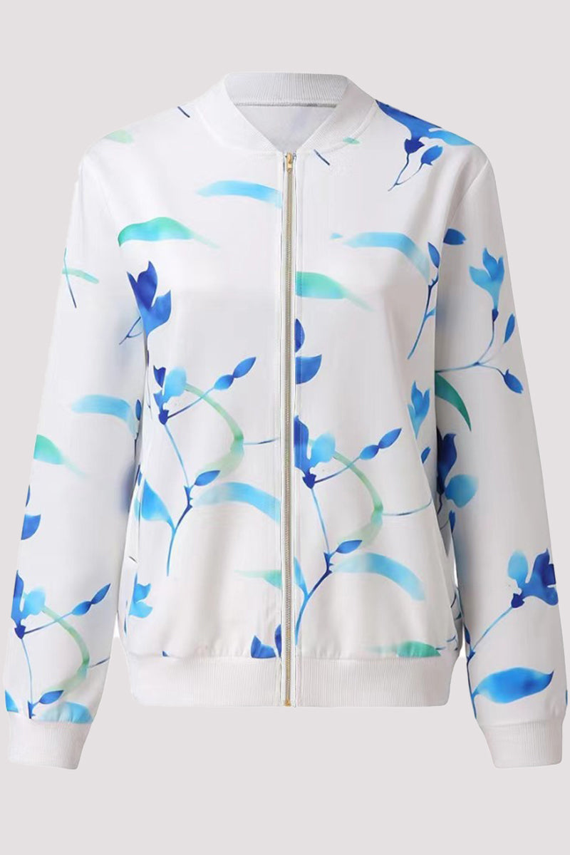 Adriana - casual floral printed o neck jacket
