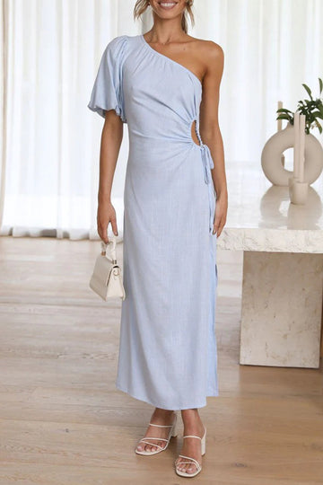 Desiree - elegant asymmetrical oblique collar dress