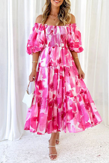 Ember - floral off-shoulder tiered dress