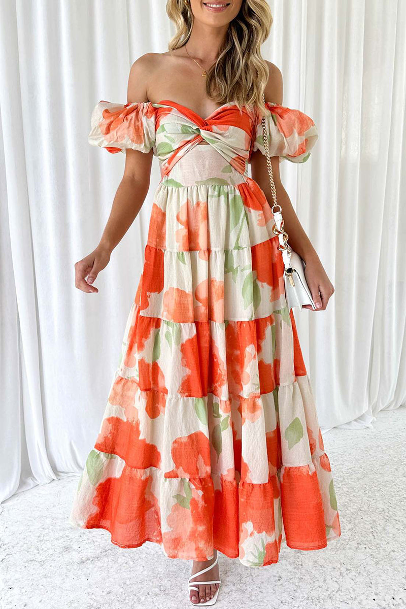 Rochelle - sweet floral hollowed out off-the-shoulder dress