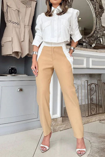 Skye - two-piece set long sleeve top & high waist pocket pants