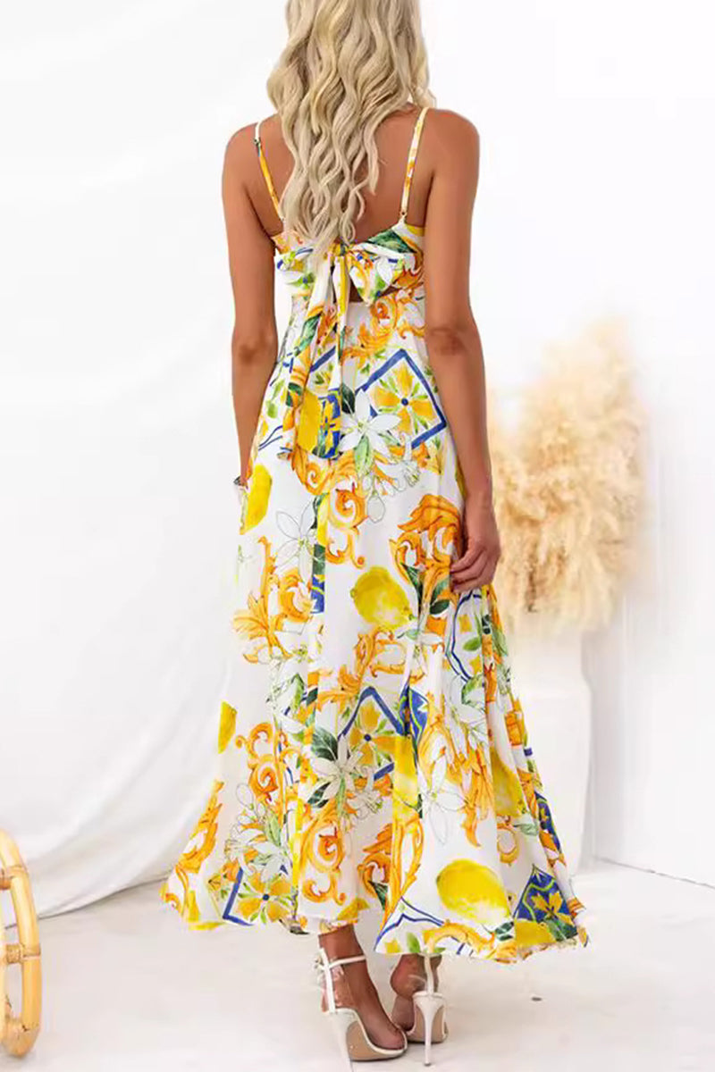 Women's Maxi Dress - Square Neck - Floral Print - Sleeveless Flowy Elegant Fit