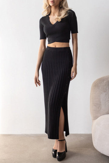 Ramona - slim crop top and pleated skirts matching set