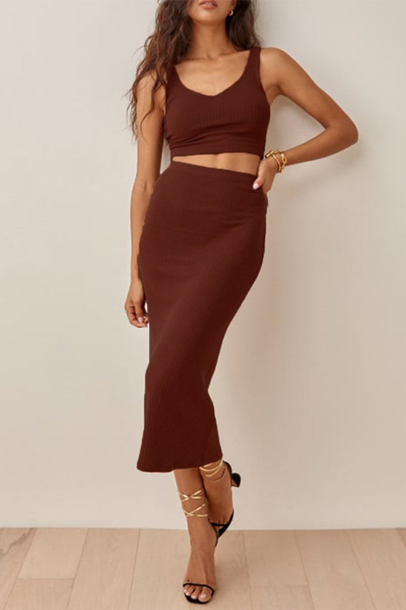 Rachel - two-piece set vest tank tops and skirt dress