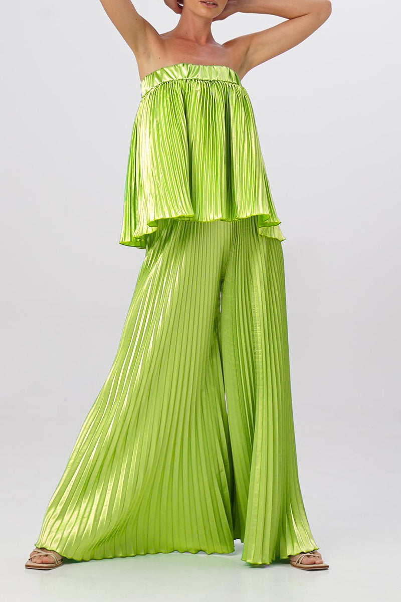 Giselle - Elegant Pleated Strapless Sleeveless Set