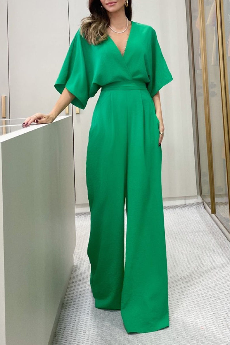 Alaia - V-Neck Loose Jumpsuits