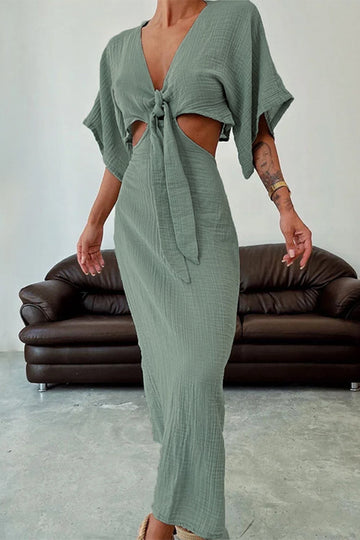 Mariel - hollowed out v-neck maxi dress