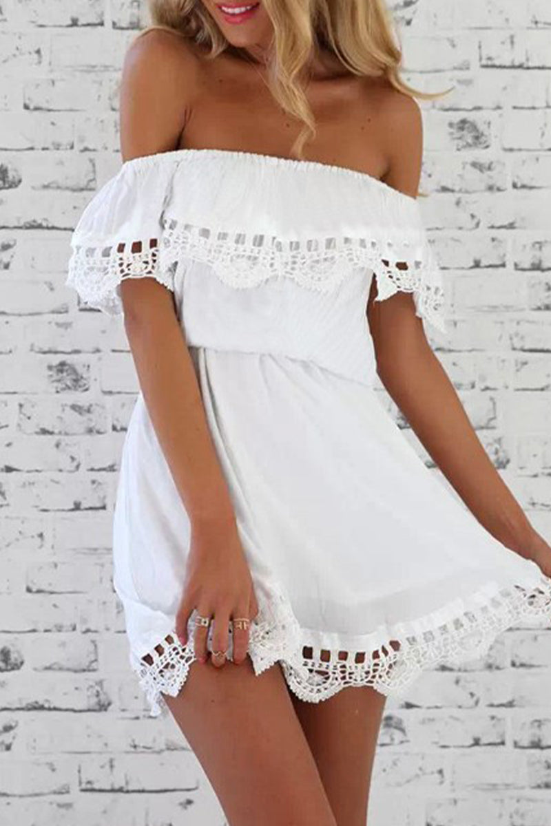 Kylie - fit and flare lace off the shoulder