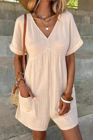 Lula - v-neck short sleeve romper