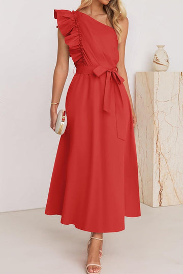 Reese - one-shoulder ruffle flowy dress