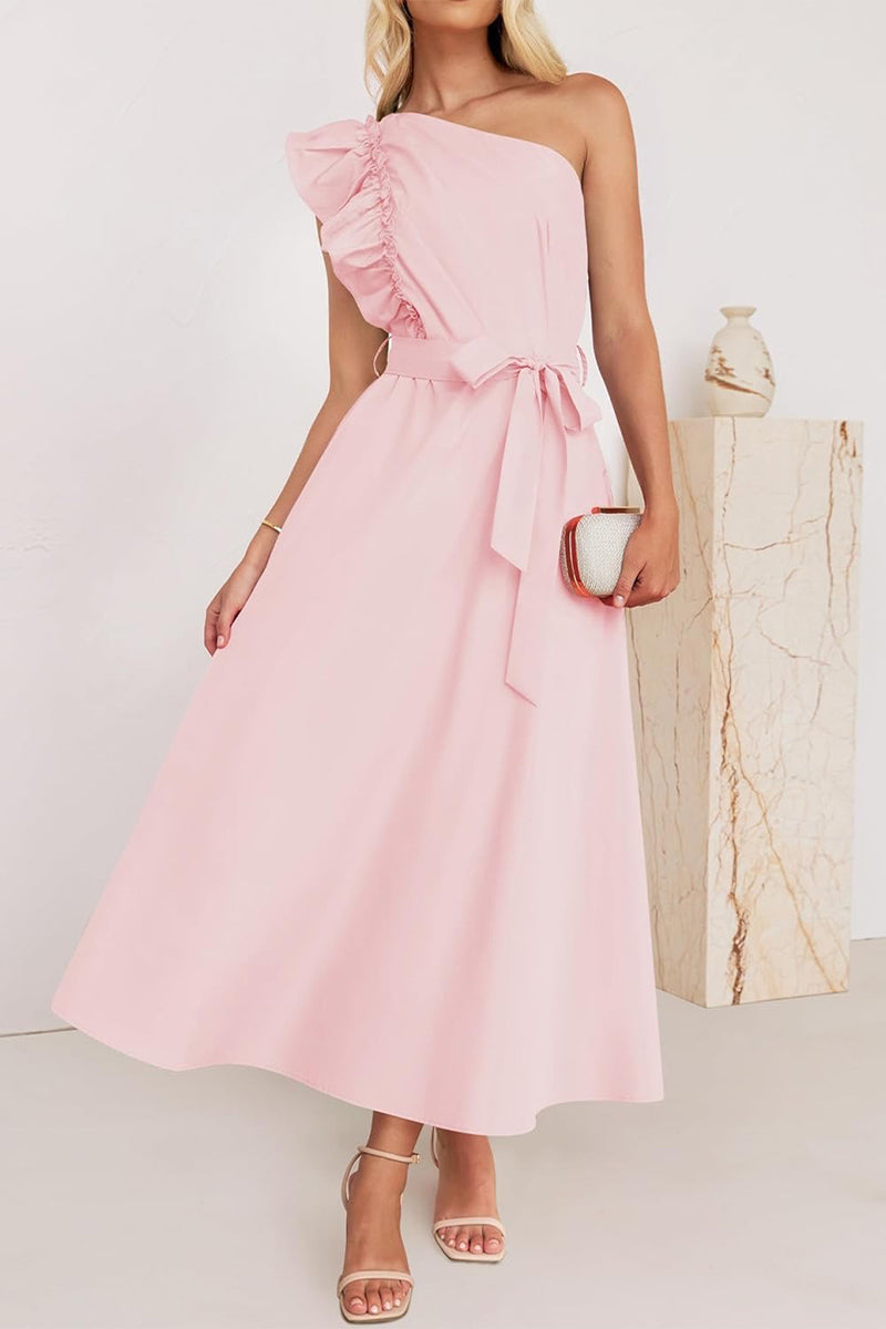 Reese - one-shoulder ruffle flowy dress