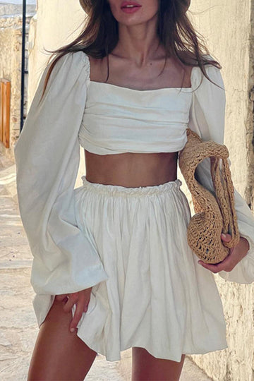RaeLynn - long sleeve crop top and high waist skirt set