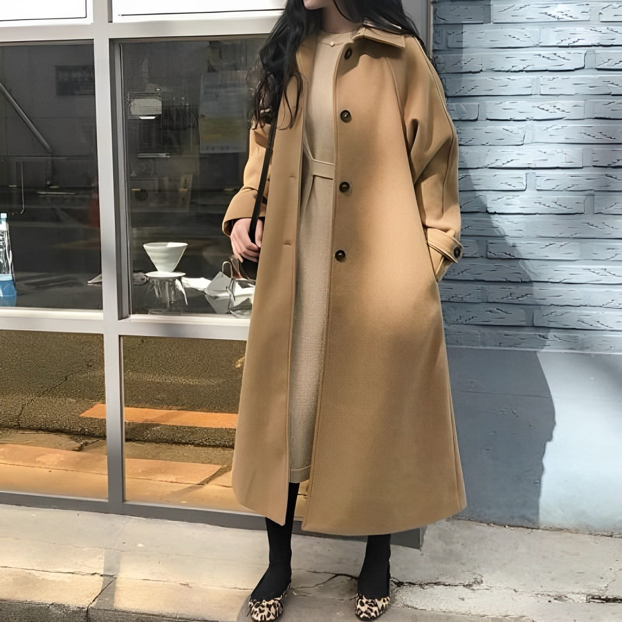 Women's waist belted trench coat