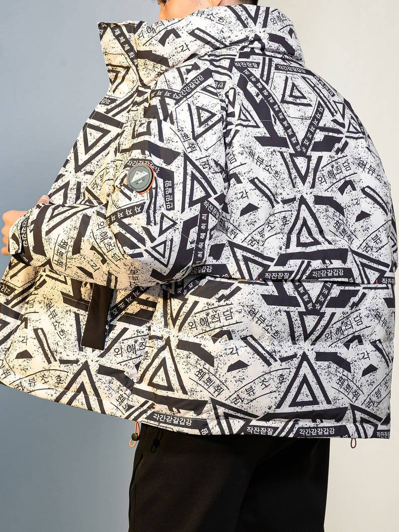 Men's geometric print winter jacket