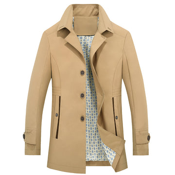 Men's slim fit mid-length trench coat