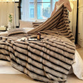 Faux Rabbit Fur Ruched Throw Blanket