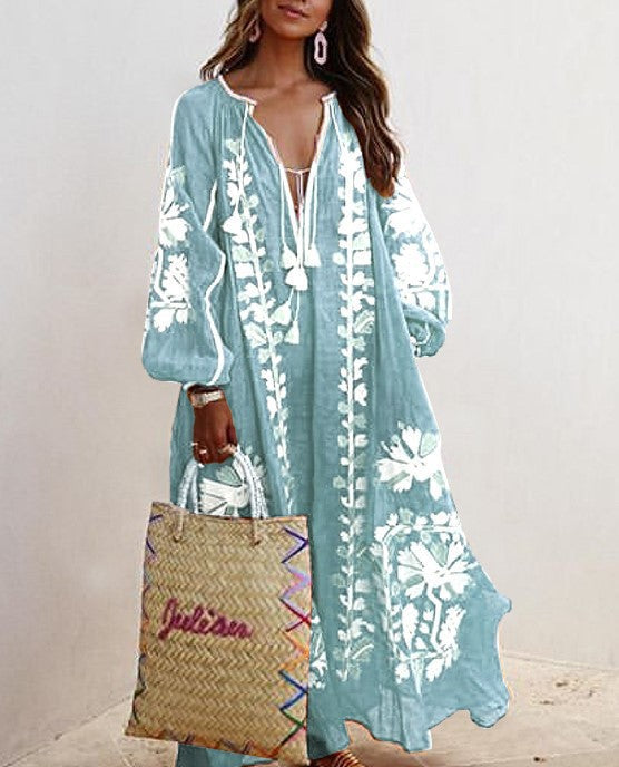 Faith - autumn long sleeve printed loose dress