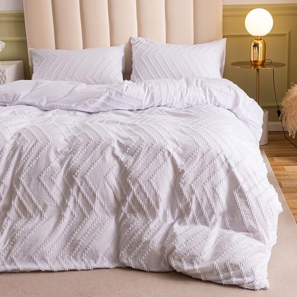 Plush Tufted Chevron Duvet Cover