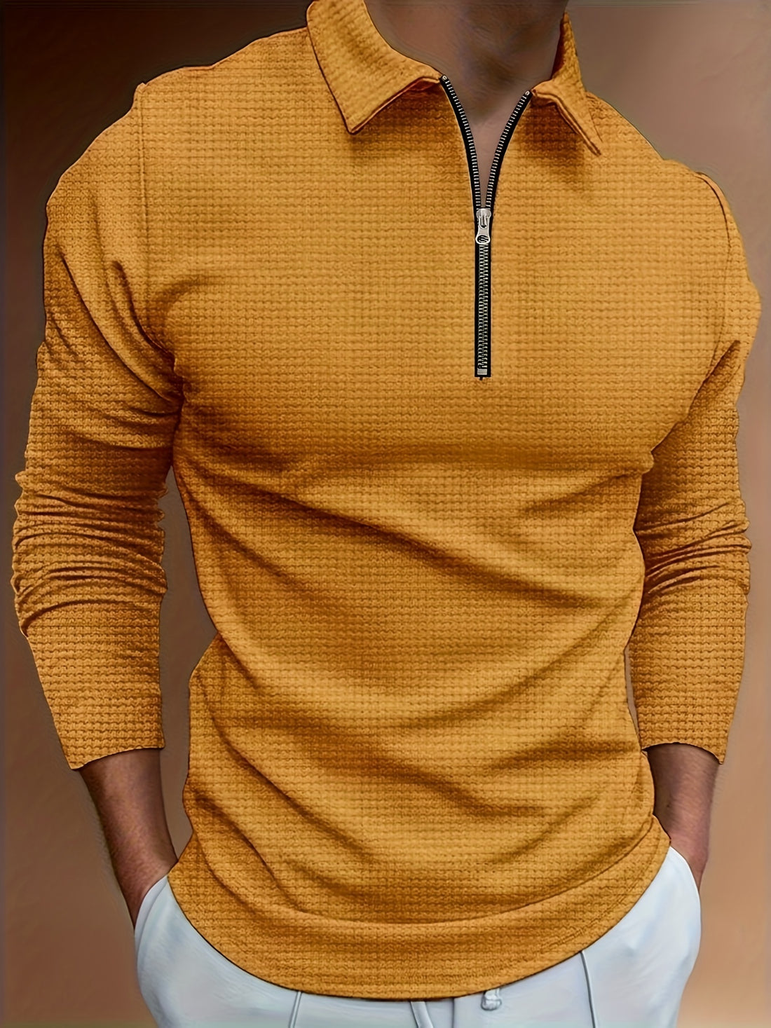 Casual long sleeve polo shirt for men