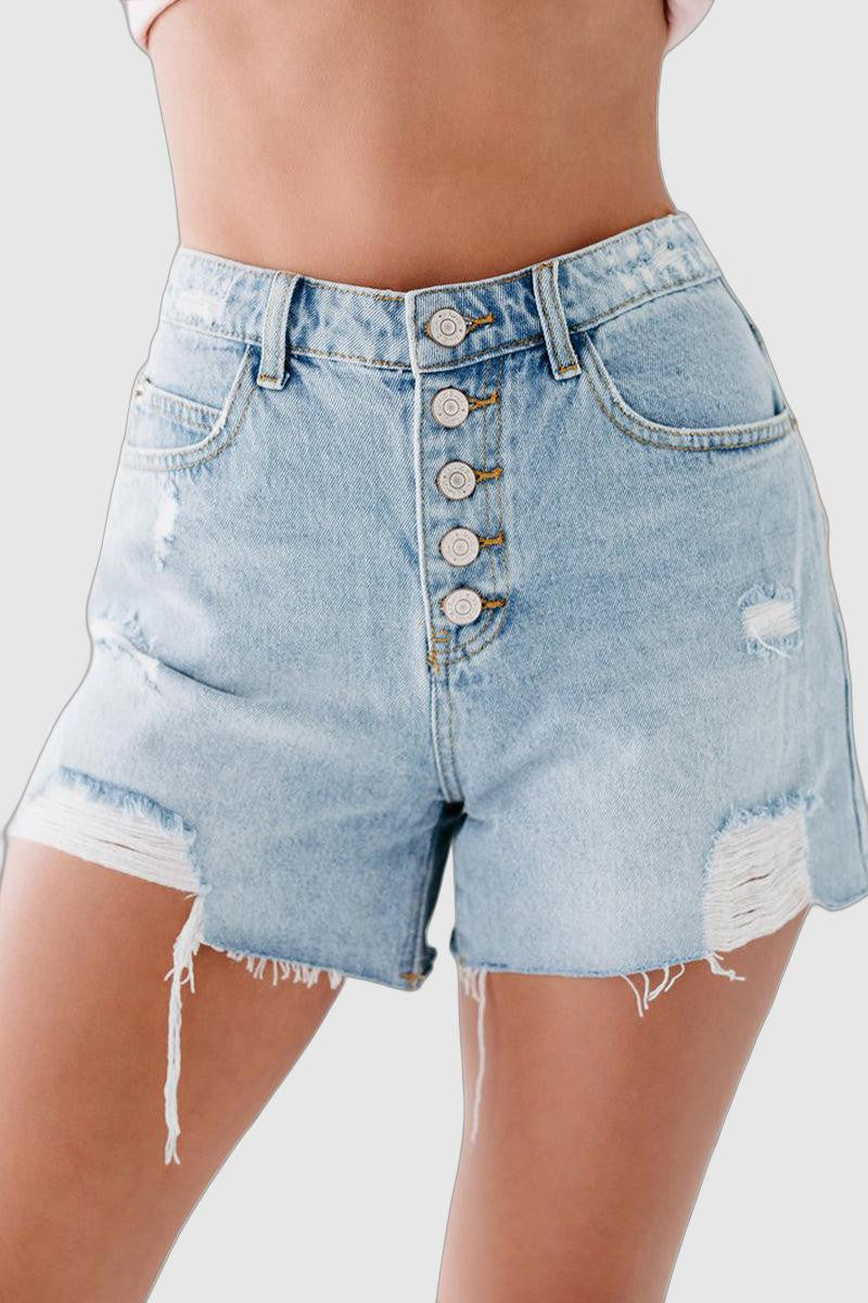 Rhaze - casual ripped high waist denim shorts