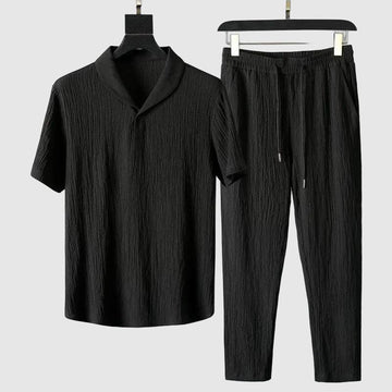 Men's casual short-sleeved shirt and trousers set