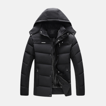 Men’s Padded Coat – Regular Fit – Fleece Lined Hood – Water Resistant – Zipper Closure