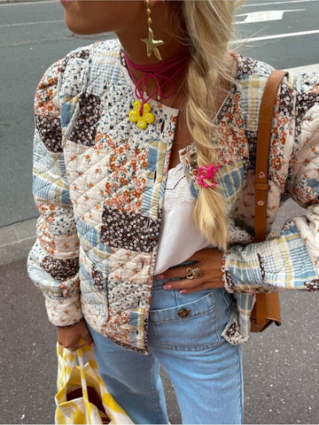 Women's quilted patchwork jacket for a boho chic vibe