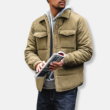 Men’s Quilted Jacket - Button-Up Front - Regular Fit - Shirt Collar - Chest Pockets