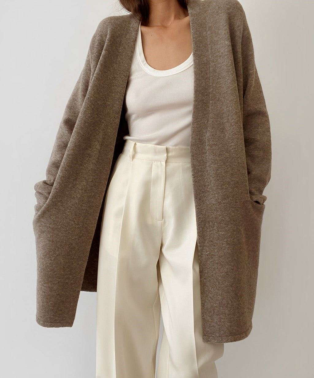 Women's minimalist open-front cardigan