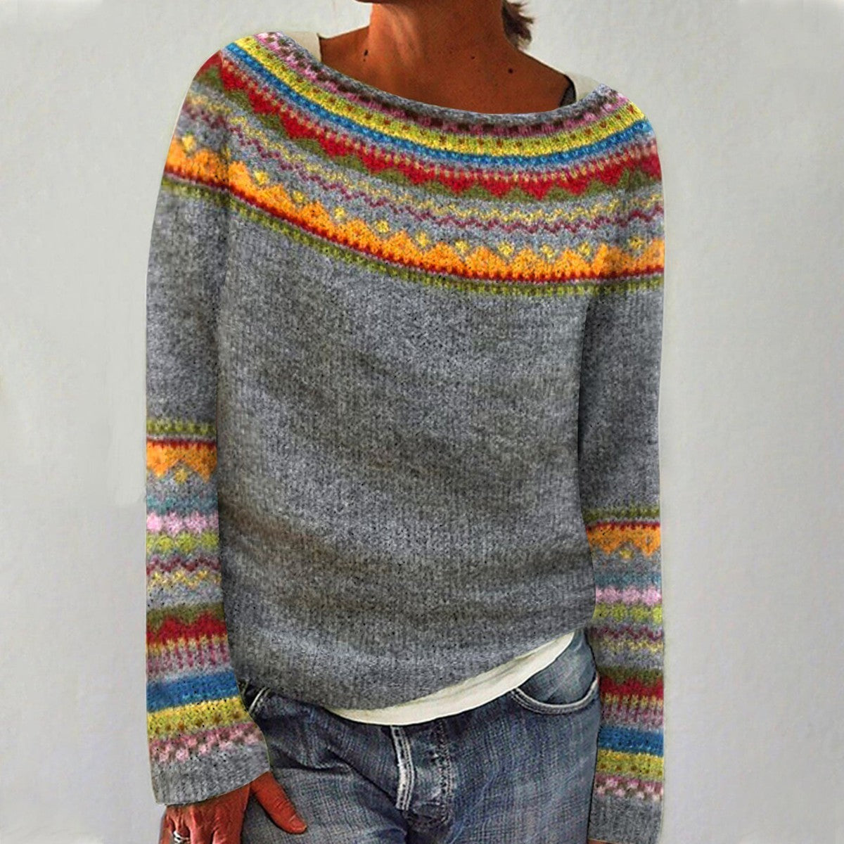 "Sofia Amoretti" Nordic Knit Wool Sweater