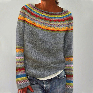 "Sofia Amoretti" Nordic Knit Wool Sweater