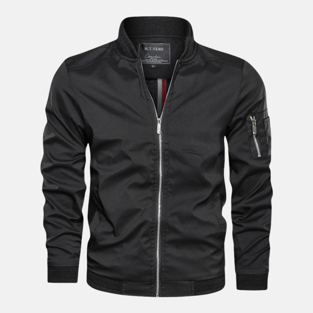 Men’s Bomber Jacket – Regular Fit – Ribbed Collar – Water-Resistant – Zipper Pocket