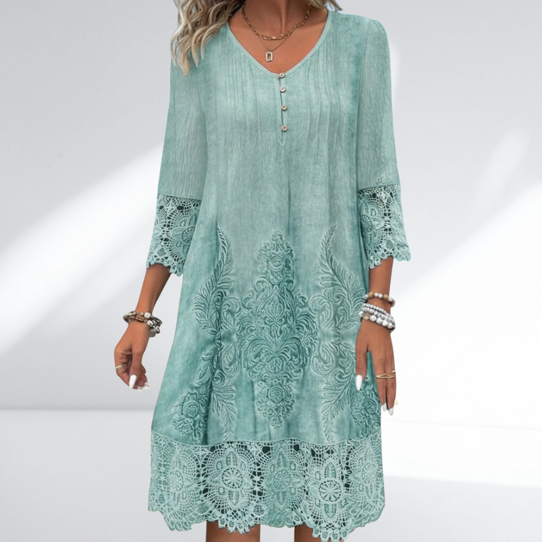 Bohemian Embroidered & Lace Tunic Dress – Effortless Summer Romance