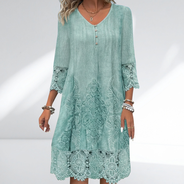 Bohemian Embroidered & Lace Tunic Dress – Effortless Summer Romance