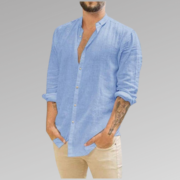 Men's lightweight linen button-down shirt