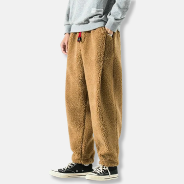 Men’s Pants - Sherpa Knit - Loose Fit - Elastic Waistband - Ankle Cuffs