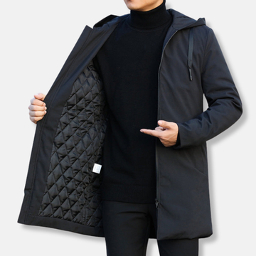 Men's Quilted Hooded Winter Coat - Insulated Warm Jacket for Casual Outdoor Wear
